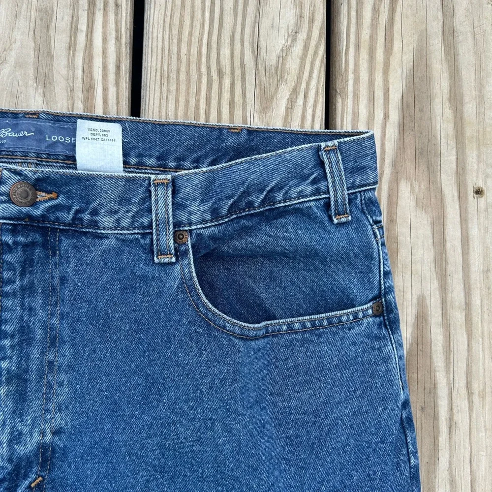Vtg Eddie Bauer Loose Fit Tapered Leg Jeans Mens‎ Sz 40x32 Blue Cotton Denim